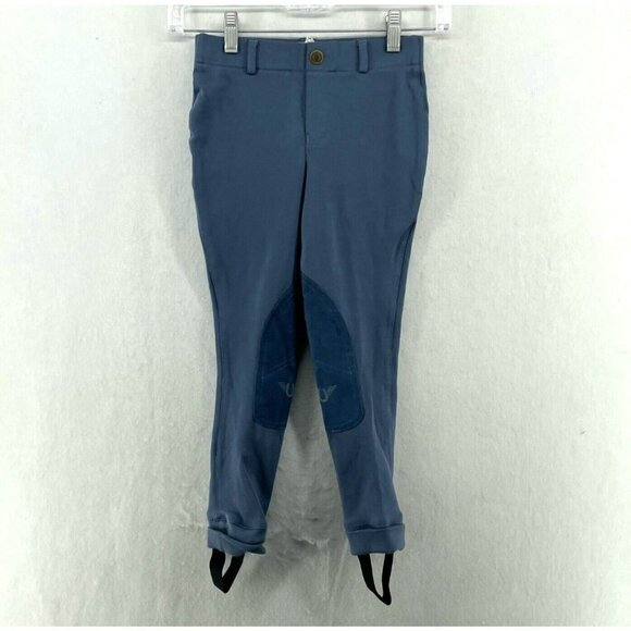 Tuff Rider Jods Riding PantsYouth Sz 6 Blue PullOn Starter Ultra Grip Knee Patch - Picture 1 of 13